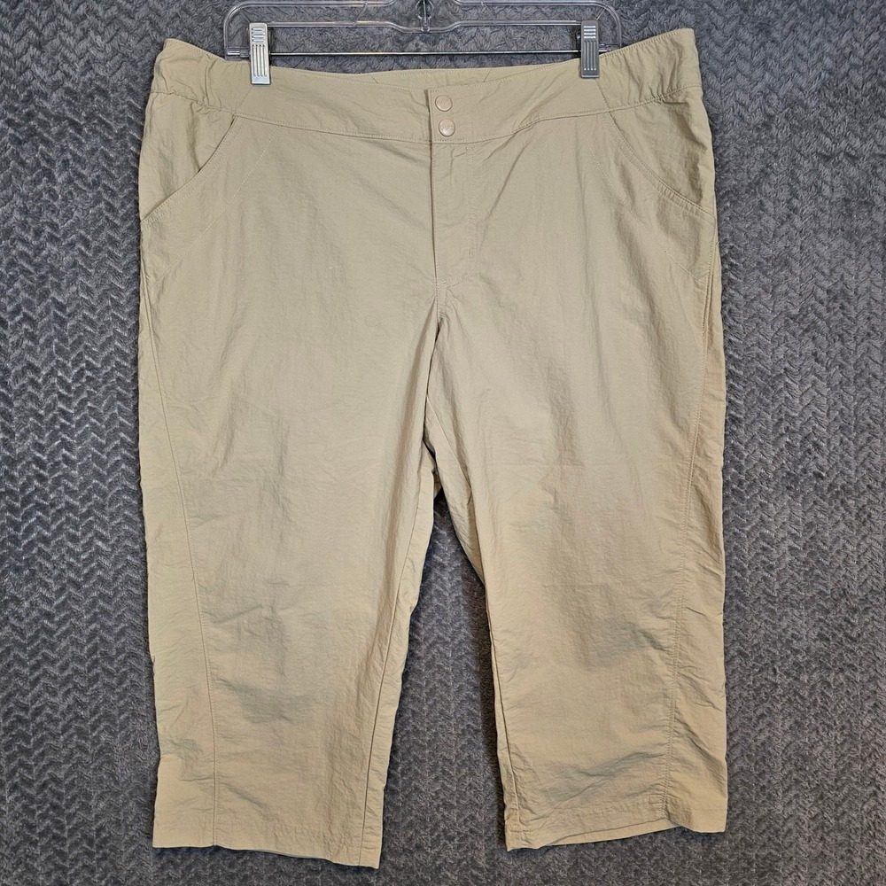 Columbia PFG Womens Tan Nylon Capri‎ Pants Large Hiking Fishing Outdoor Cropped